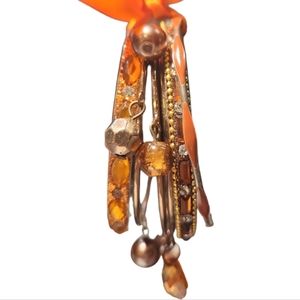 BUNDLE CITY BOHO GLAM ORANGE & MIXED METAL BLING BANGLE BRACELETTE SET